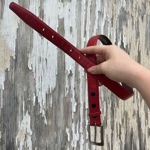 VTG Ilana Goor Lizard Skin Red Leather Belt with Silver Hardware